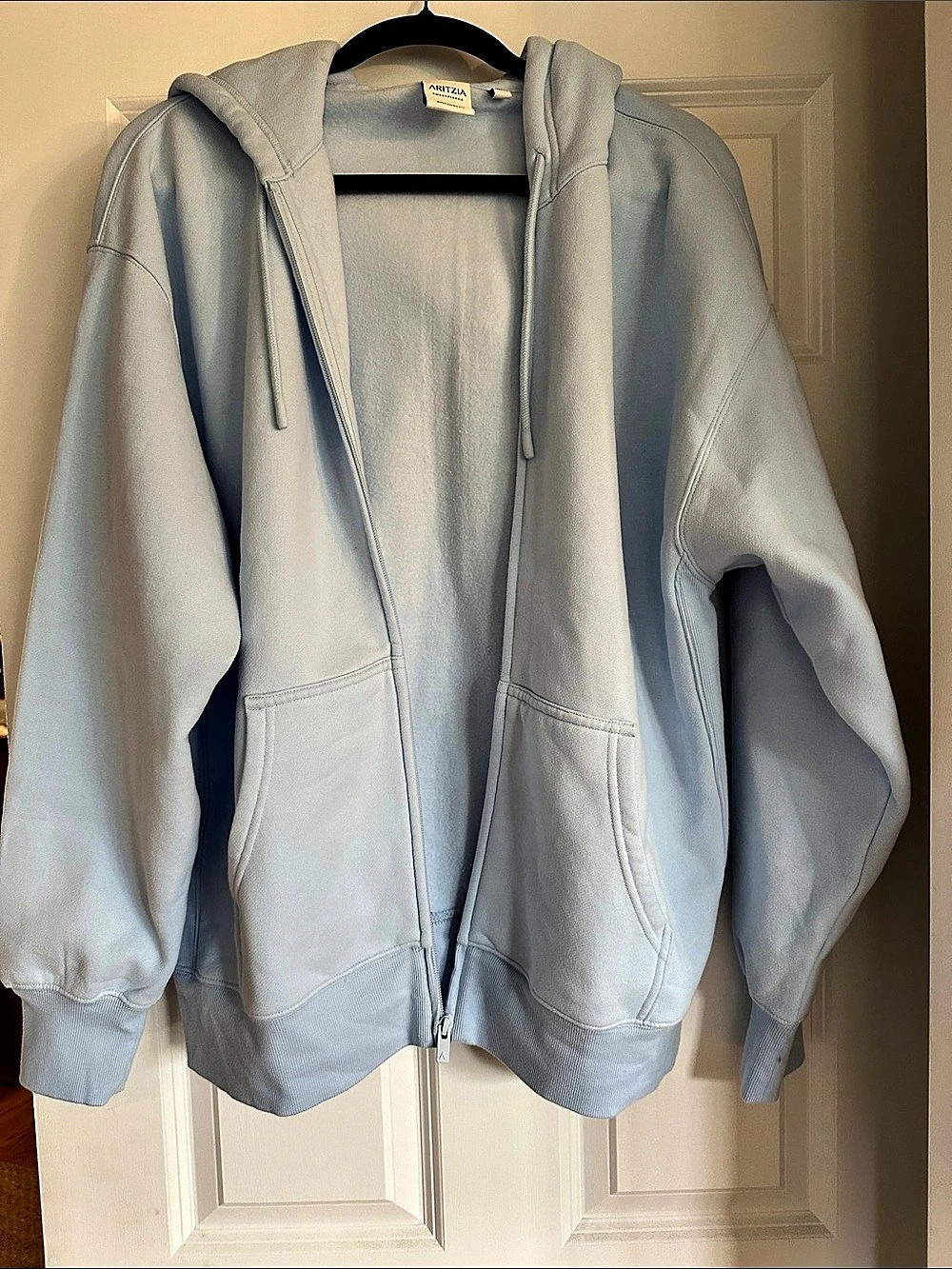 Aritzia Tna Cozy Sweatfleece Boyfriend Zip Hoodie Blue Medium